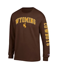 Champion Men's Brown Wyoming Cowboys Arch Over Logo 2-Hit Long Sleeve T-Shirt