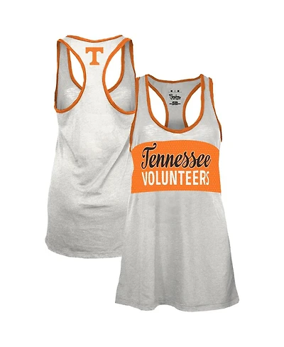Pressbox Women's White/Tennessee Orange Tennessee Volunteers Tracy Racerback Burnout Tank Top
