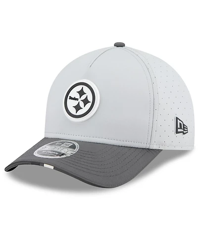 New Era Men's Gray/Graphite Pittsburgh Steelers 2025 Nfl Training Camp A-Frame 9FORTY Adjustable Hat