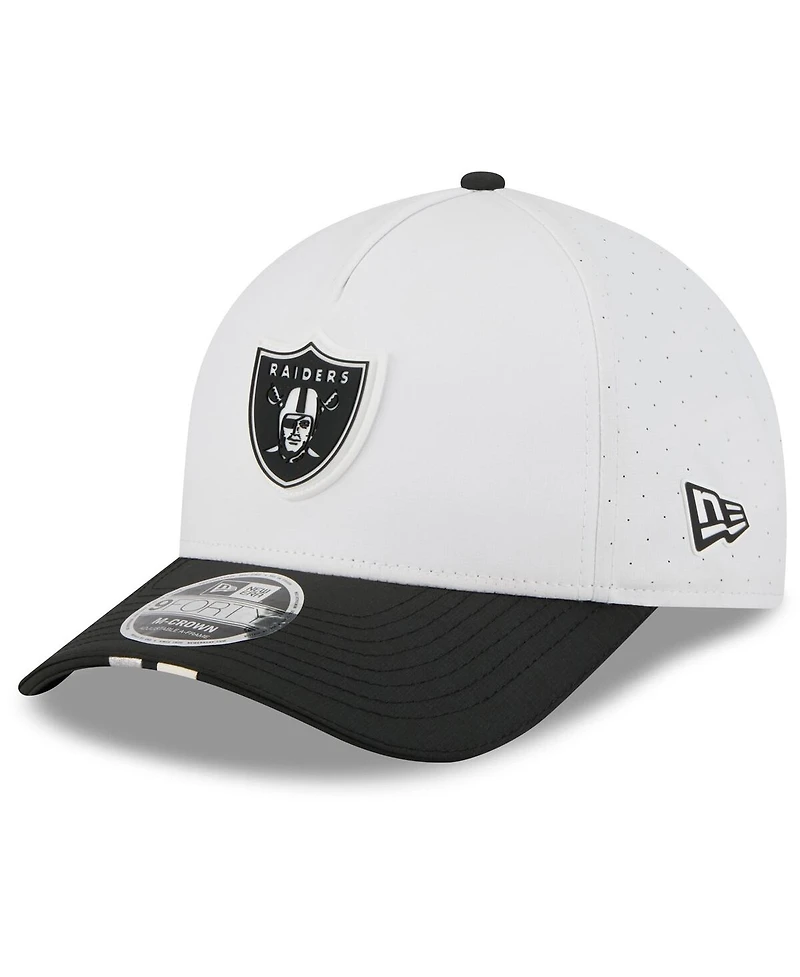 New Era Men's White/Black Las Vegas Raiders 2025 Nfl Training Camp A-Frame 9FORTY Adjustable Hat