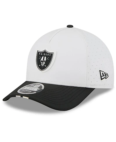 New Era Men's White/Black Las Vegas Raiders 2025 Nfl Training Camp A-Frame 9FORTY Adjustable Hat