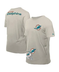 New Era Men's Light Beige Miami Dolphins Multi Patch T-Shirt