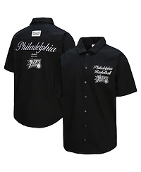 Mitchell & Ness Men's Black Philadelphia 76ers Hardwood Classics Camp Shirt