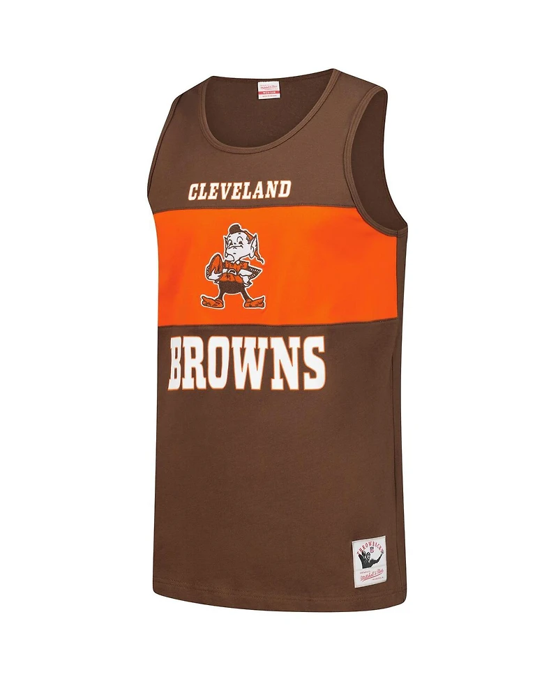 Mitchell & Ness Men's Brown Cleveland Browns Retro Color Block Tank Top