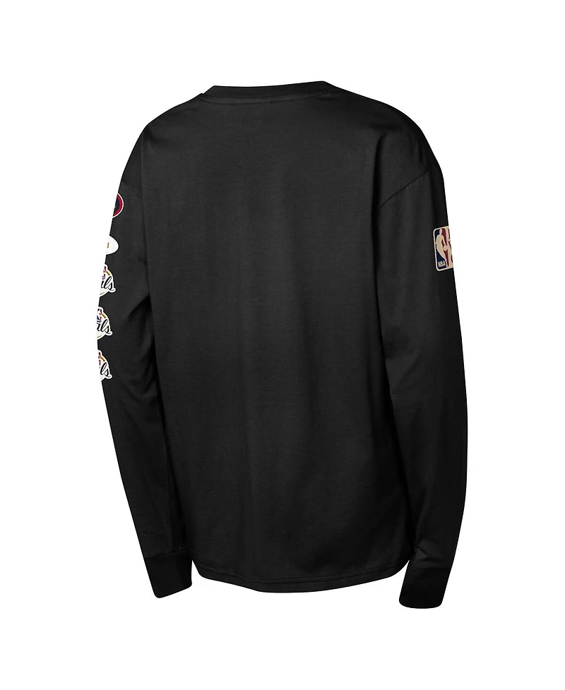 Mitchell & Ness Big Boys and Girls Black San Antonio Spurs Hardwood Classics All Over Long Sleeve T-Shirt