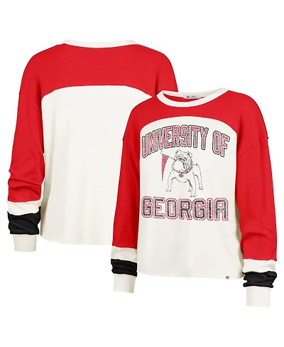 '47 Brand Women's Cream Georgia Bulldogs Double Header Curve Raglan Long Sleeve T-Shirt