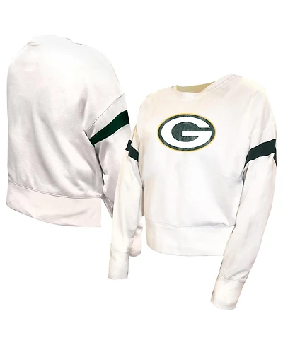 Fanatics Women's White Green Bay Packers Plus Fleece Pullover Sweatshirt