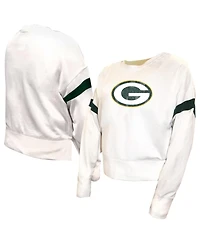 Fanatics Women's White Green Bay Packers Plus Fleece Pullover Sweatshirt