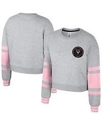 Stadium Essentials Women's Heather Gray Inter Miami Cf Scrimmage Cropped Pullover Sweatshirt