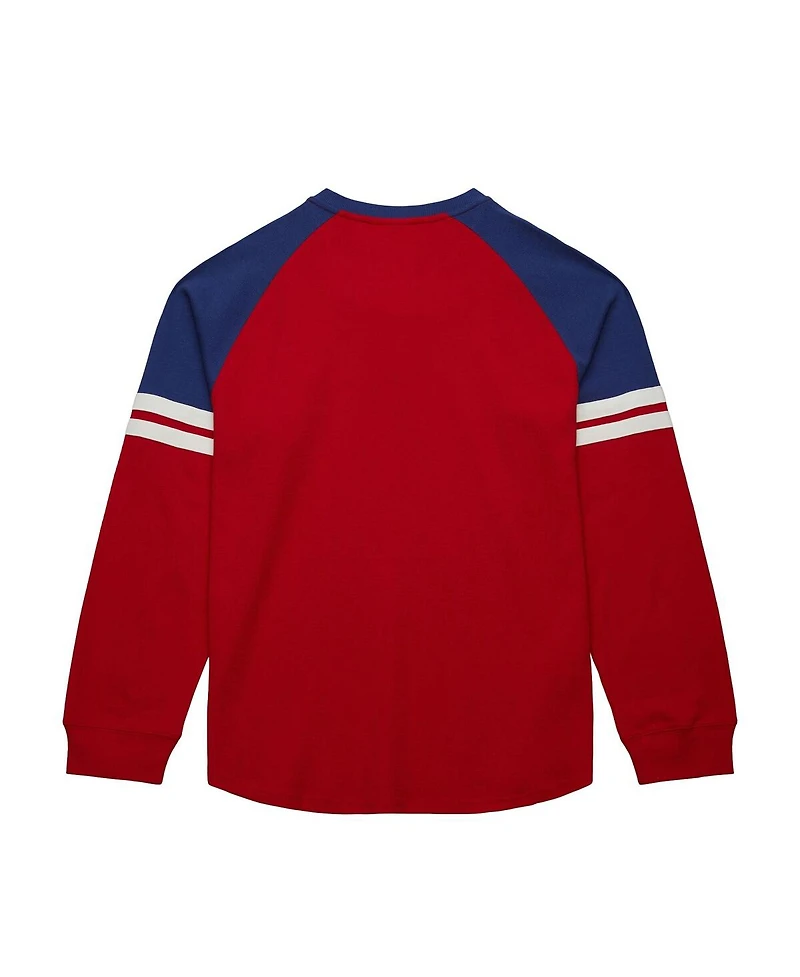 Mitchell & Ness Men's Red New York Rangers Thermal Henley Long Sleeve T-Shirt