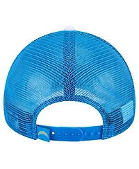 New Era Big Boys and Girls Powder Blue Los Angeles Chargers Sport Night Color Block 9FORTY A-Frame Trucker Adjustable Hat