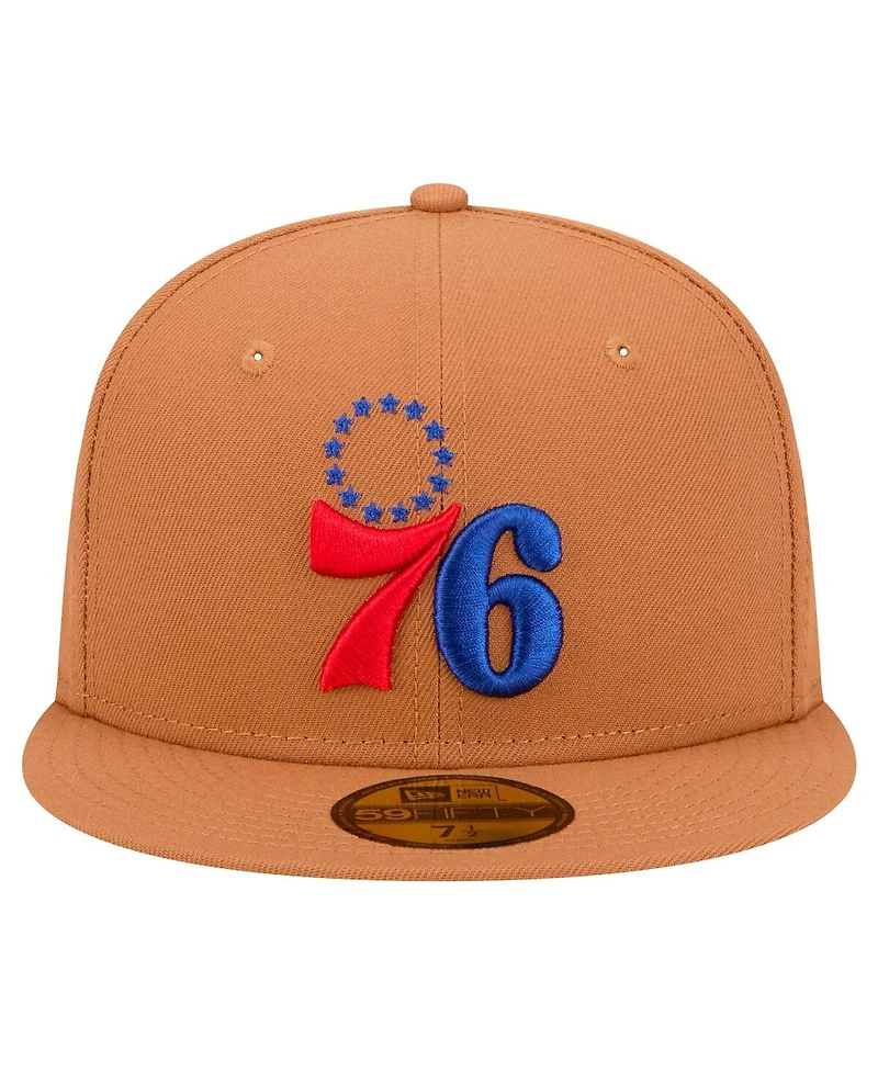 New Era Men's Tan Philadelphia 76ers Color Pack 59FIFTY Fitted Hat