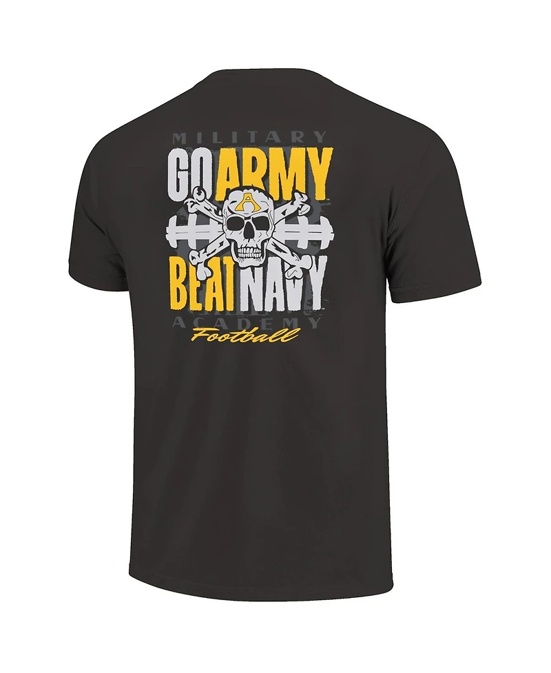 Image One Men's and Women's Graphite Army Black Knights Skull Beat Navy Football T-Shirt