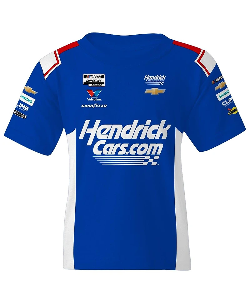 Hendrick Motorsports Team Collection Big Boys and Girls Blue Kyle Larson Valvoline Uniform T-Shirt