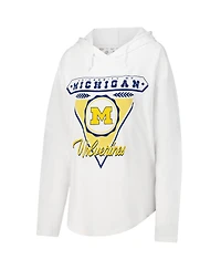 Pressbox Women's White Michigan Wolverines San Bruno Hoodie Long Sleeve T-Shirt