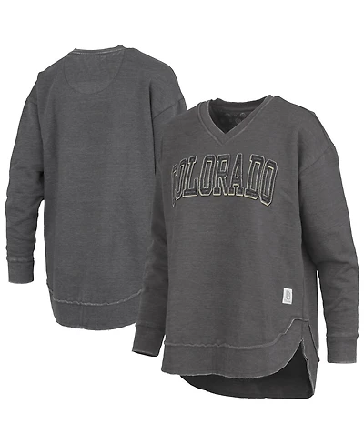Pressbox Women's Black Colorado Buffaloes Westin Poncho V-Neck Pullover Sweatshirt