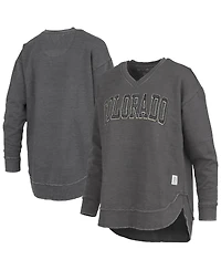 Pressbox Women's Black Colorado Buffaloes Westin Poncho V-Neck Pullover Sweatshirt