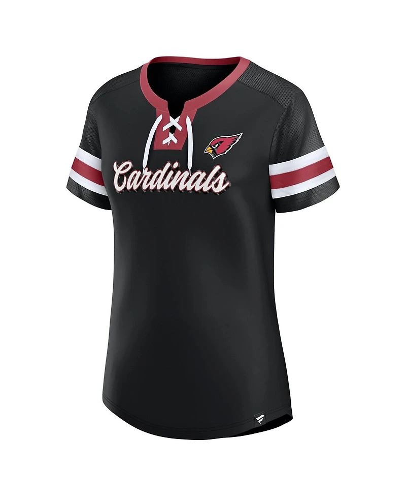 Fanatics Women's Black Arizona Cardinals Original State Lace-Up T-Shirt