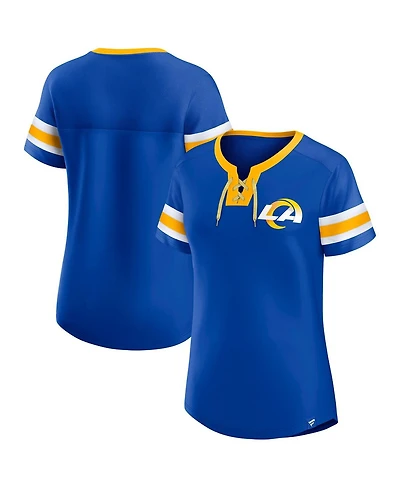 Fanatics Women's Royal Los Angeles Rams Lace-Up Bling T-Shirt