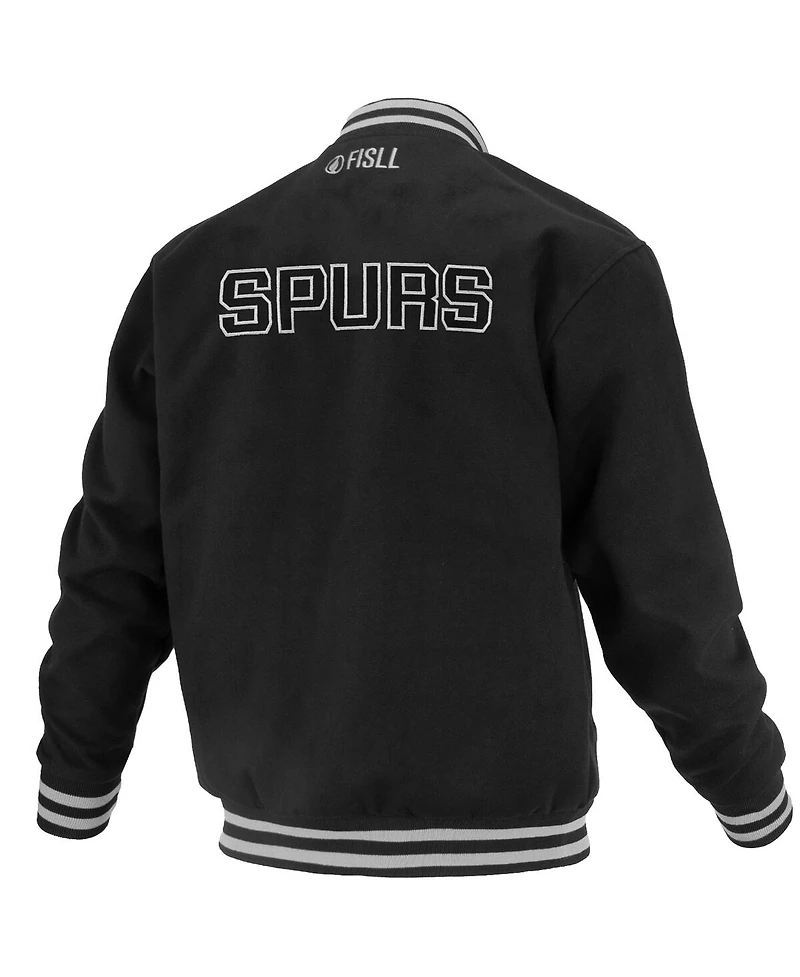 Fisll Men's and Women's Black San Antonio Spurs Logoman Shadow Collection Full-Snap Varsity Jacket