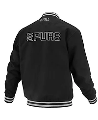 Fisll Men's and Women's Black San Antonio Spurs Logoman Shadow Collection Full-Snap Varsity Jacket