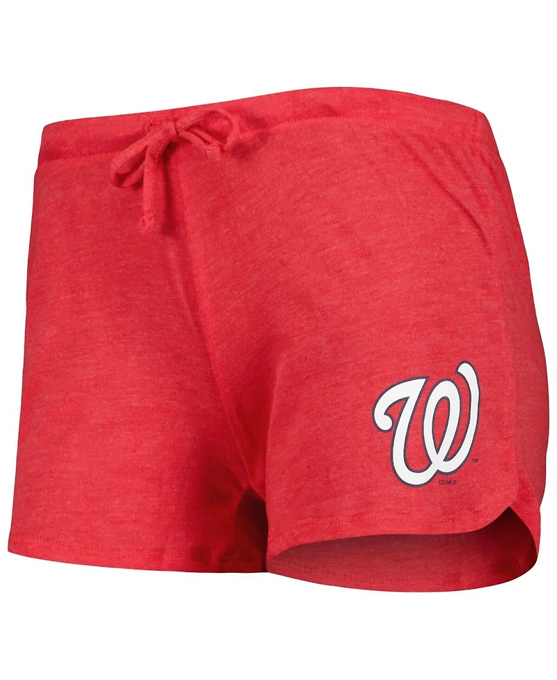 Concepts Sport Women's 2-Pack Heather Red Washington Nationals Meter Knit Raglan Long Sleeve Top Shorts and Sleep Set