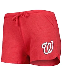 Concepts Sport Women's 2-Pack Heather Red Washington Nationals Meter Knit Raglan Long Sleeve Top Shorts and Sleep Set