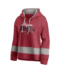 Fanatics Women's Cardinal/Gray Arizona Cardinals Huddle Up Fundamental Fleece Color Block Pullover Hoodie
