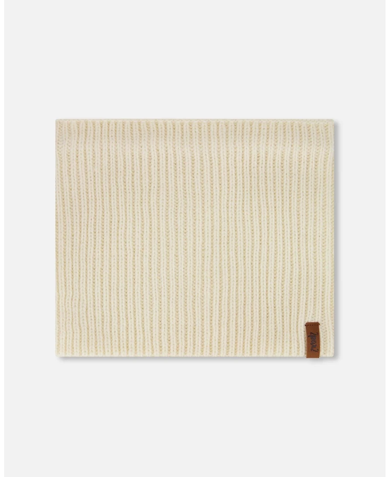 Deux par Deux Baby Unisex Mid-Season Knit Neck Warmer Off-White - Baby