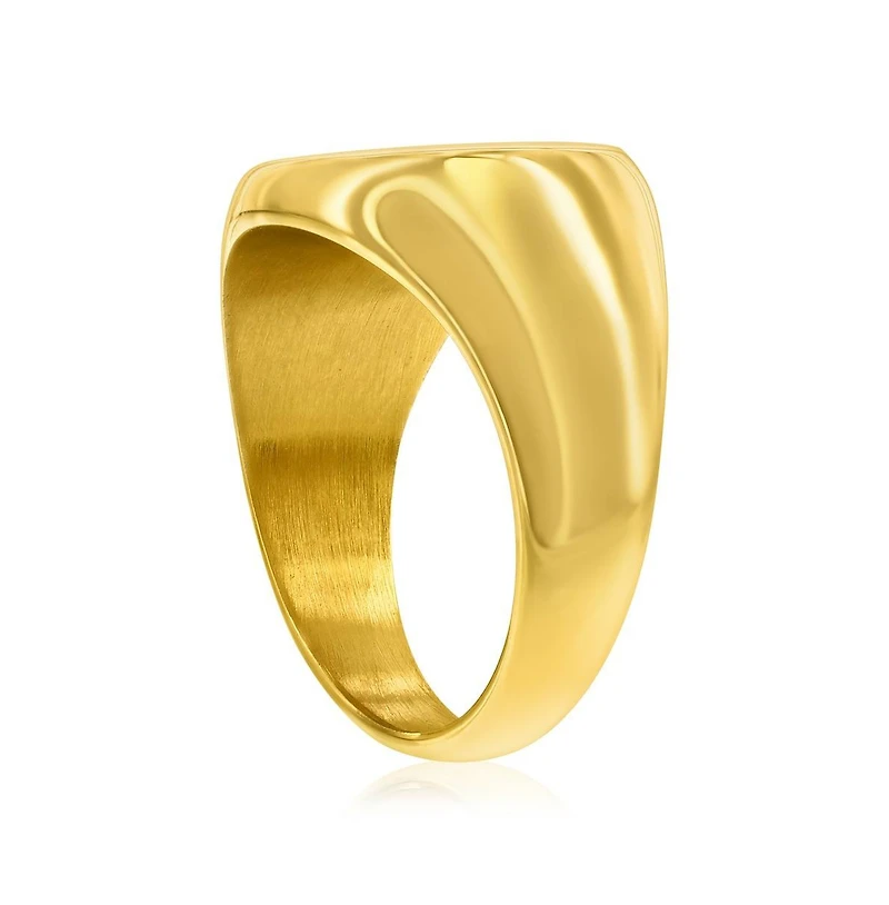 Stainless Steel, Blue Carbon Fiber Ring - Gold Plated