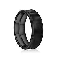 Metallo Stainless Steel, Brushed & Polished Curved Ring - Black Plated