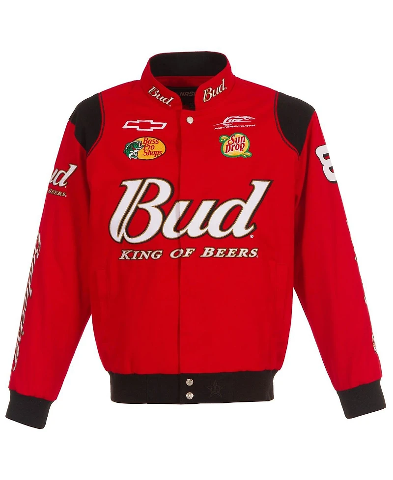 Jh Design Men's Red Dale Earnhardt Jr. Budweiser Full-Snap Twill Jacket