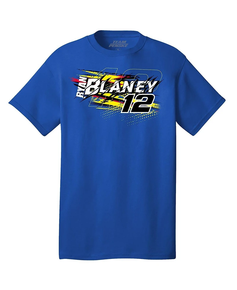 Team Penske Men's Royal Ryan Blaney Menards Cardell 12 Car T-Shirt
