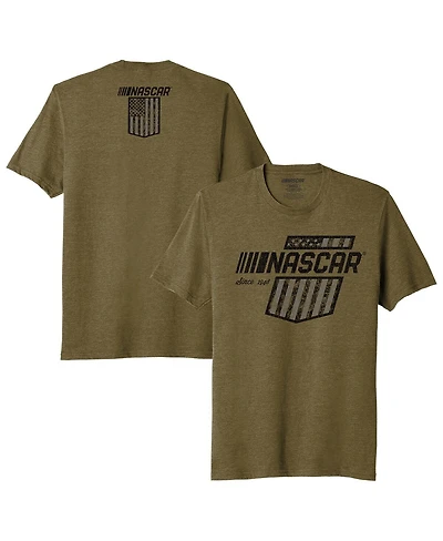 Nascar Men's Heather Green Flag T-Shirt