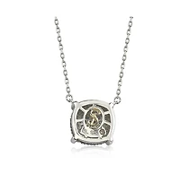 Suzy Levian New York Sterling Silver Sapphire Pave Puff Cushion Necklace