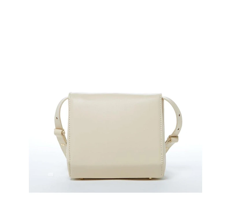Susu Leather Saddle Bag Off White Crossbody Purse Cream Women's Handbag