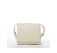 Susu Leather Saddle Bag Off White Crossbody Purse Cream Women's Handbag
