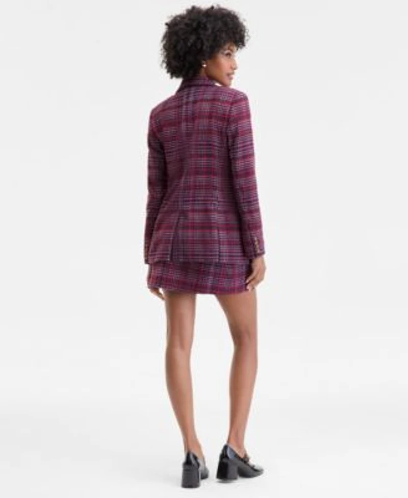 On 34th Womens Plaid Single Button Blazer V Neck Tank Plaid Wrap Mini Skirt Macys Exclusive