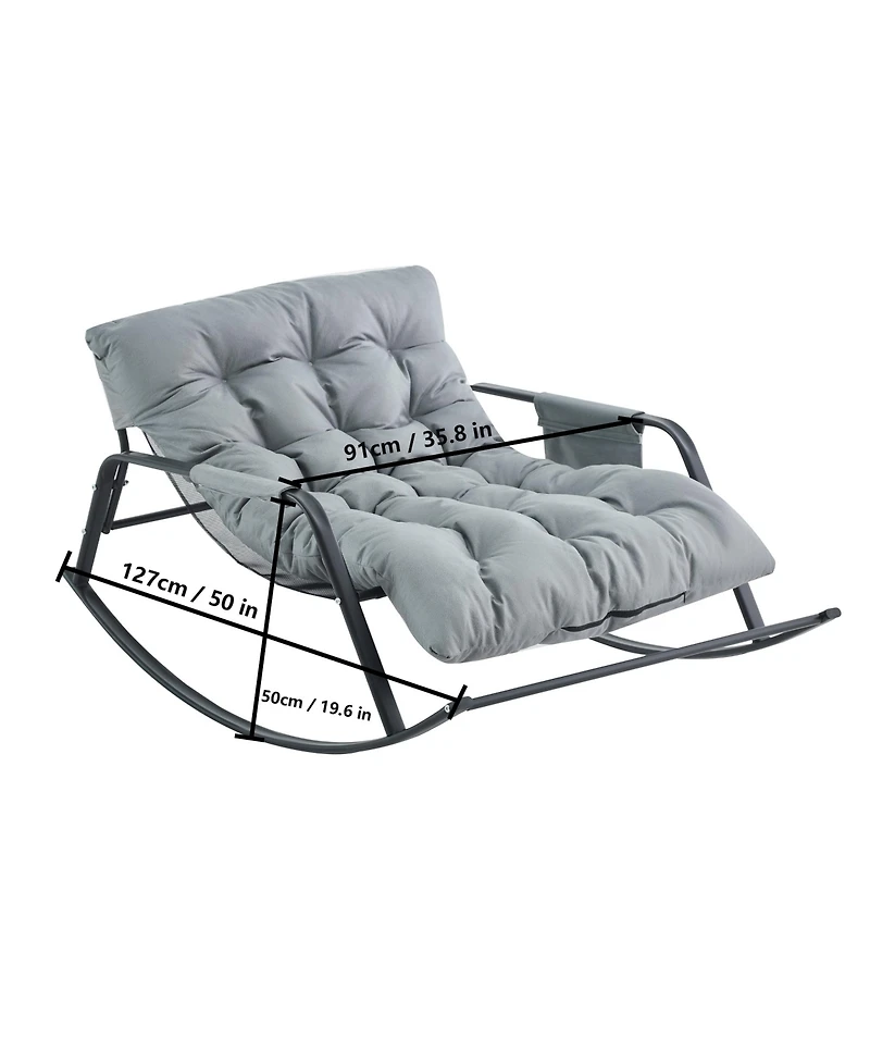 Casainc Rocking Chair with Extra-Wide leather Upholstered Gliding Boucle Reclining