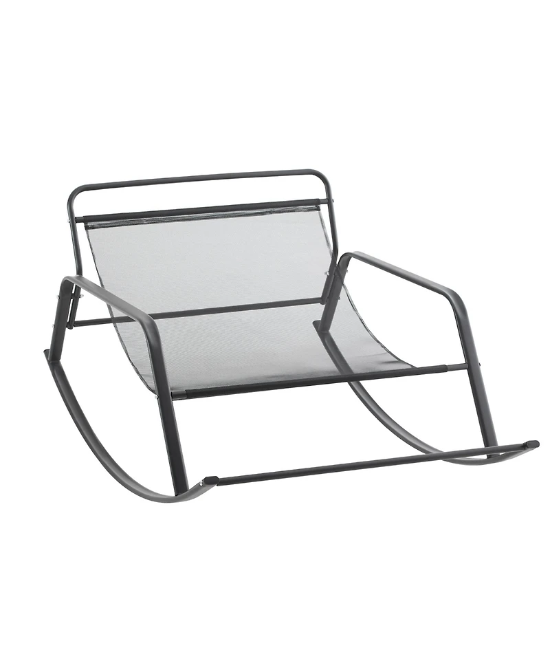 Casainc Rocking Chair with Extra-Wide leather Upholstered Gliding Boucle Reclining