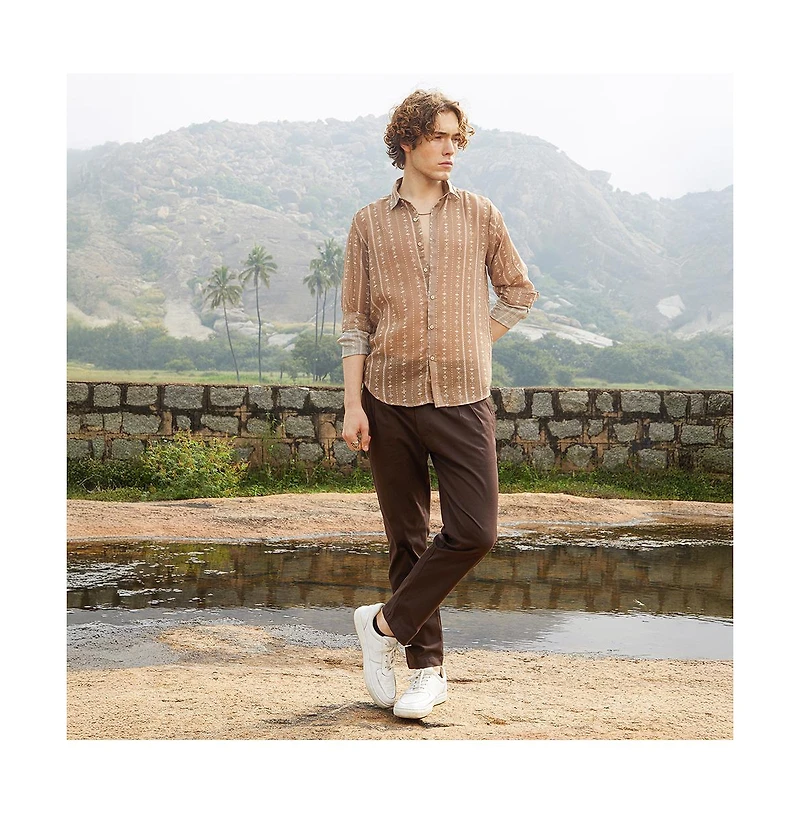 Campus Sutra Men's Ethnic Imprint Shirt