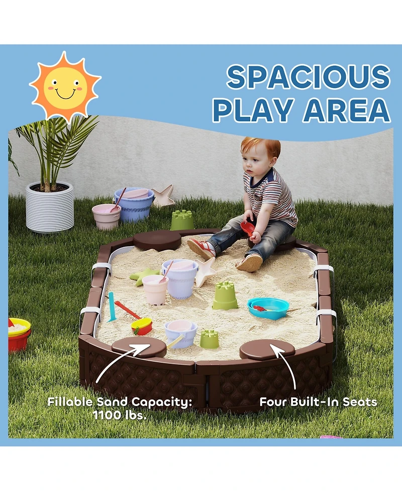 Qaba Oval Kids box with Cover, 4 Seats, Bottom Liner,