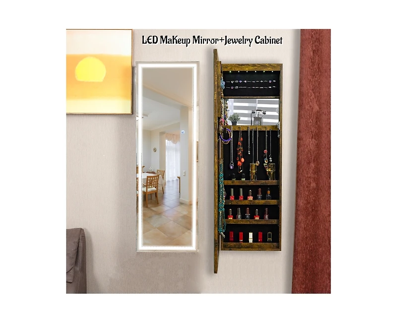 Casainc Bathroom Storage Mirror Cabinet With Led Lights