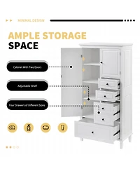 Casainc Tall and Wide Storage Cabinet with Doors, Four Drawers, Adjustable Shelves for Bathroom/Office