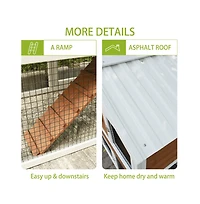 Aostirmotor Outdoor White and Red 2-Tier Wood Pet House with Waterproof Roof and Removable Pull Out Tray for Small Animals