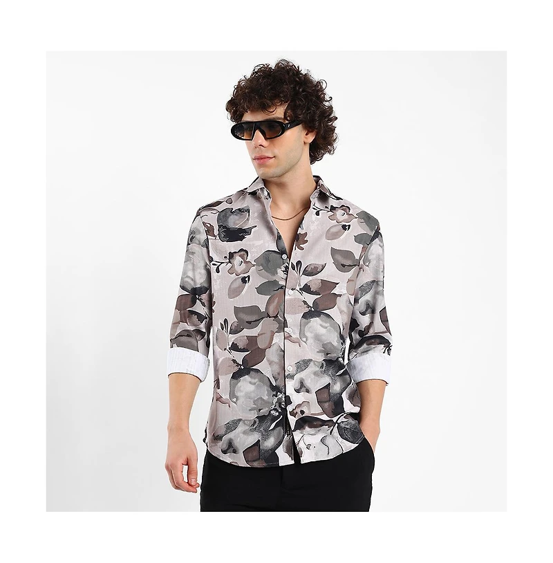 Campus Sutra Artistic Foliage Shirt