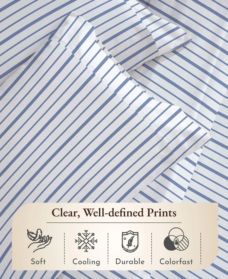 Printed Quatrefoil - 100% Organic Cotton Percale Sheets King Set Deep Pocket,