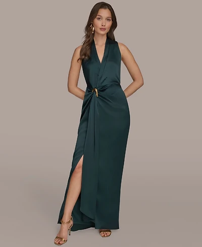 Donna Karan New York Women's Halter Neck Ruched Dress