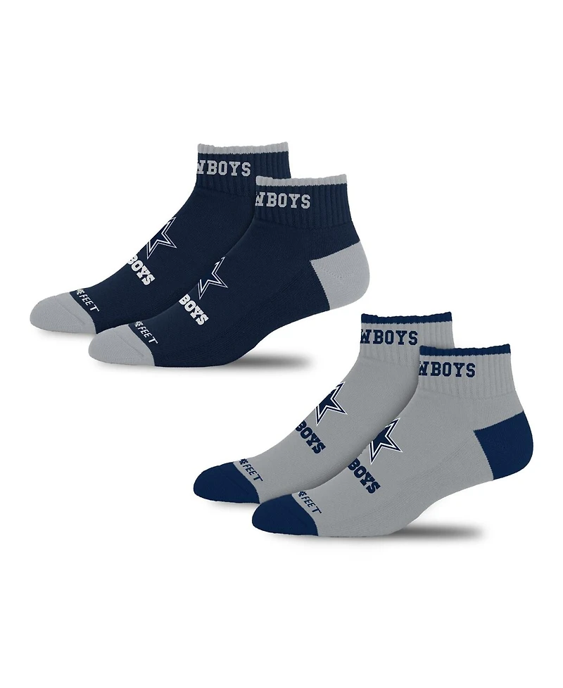 For Bare Feet Men's and Women's Dallas Cowboys Front and Center 2-Pack Ankle Socks Set