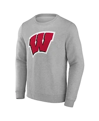 Fanatics Men's Gray Wisconsin Badgers Applique Fleece Pullover Sweatshirt